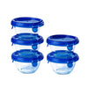 Juego de 5 fuentes redondas de vidrio con tapa hermética y hermética (0,2L, sin BPA)