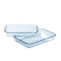 Essentials- Juego de 2 fuentes rectangulares de vidrio (35 x 23cm, 40 x 27cm)
