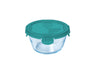 Cook & Go Fuente redonda de vidrio con tapa hermética azul