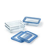 Pure Glass - Juego de 3 fuentes rectangulares de almacenamiento con tapa de vidrio