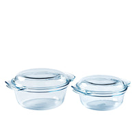 Set de 2 Fuentes de vidrio redondas con tapa - Classic